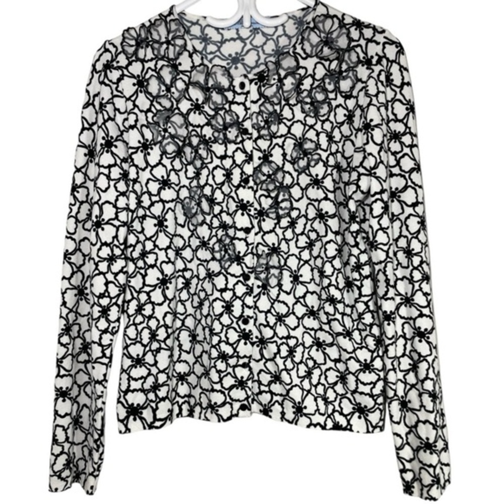Blumarine Italy Floral Black White Cardigan size I44